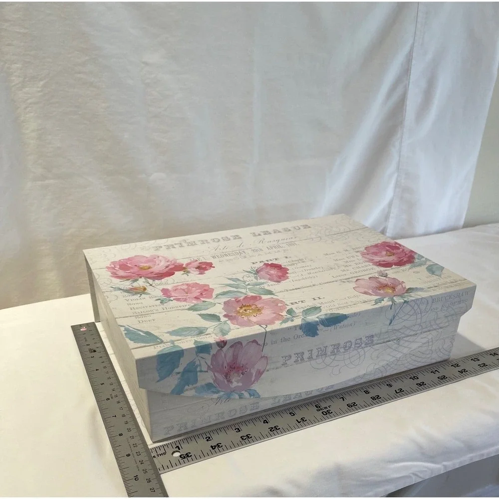 Primrose League Nested Storage Boxes Set of 3 Vintage Floral Decorative Cardbd